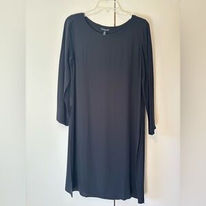 Eileen Fisher Classic Black Long Sleeve Silk Dress